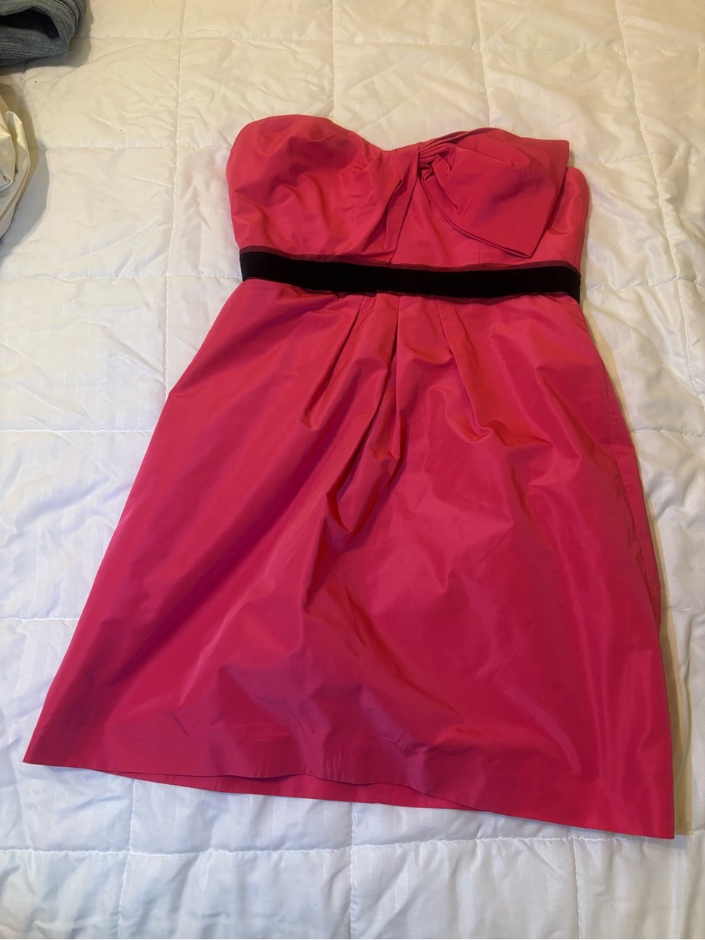 BCBGMaxAzria Strapless Fuchsia Dress with Black Waistband